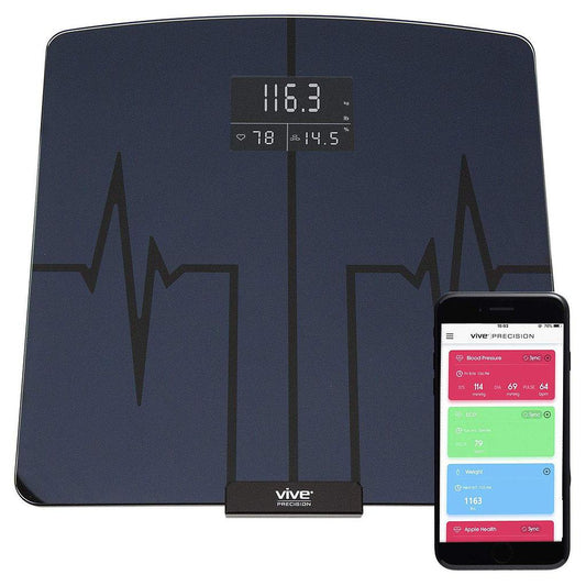 Digital scale with heart rate monitor.